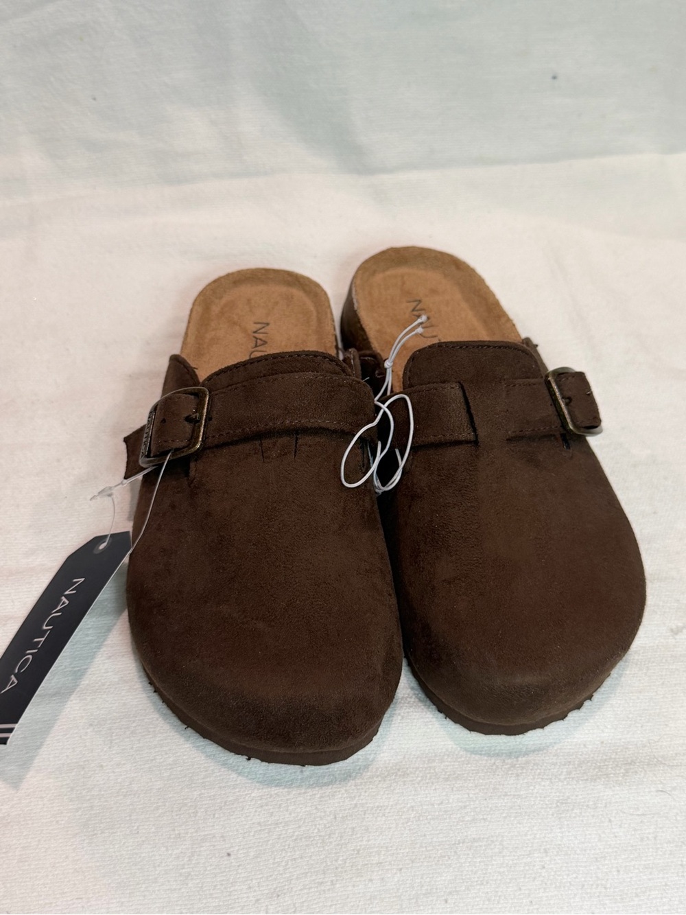 Nautica Kids Brown Suede Slip-On Buckle Sandals
